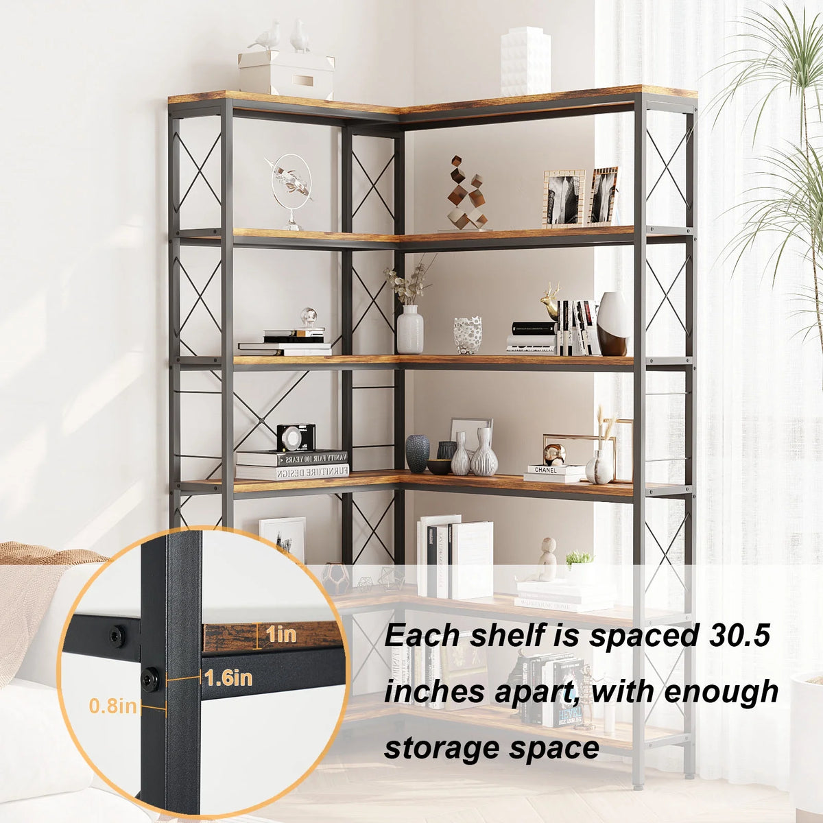 6 Tier Corner Bookcase E496852