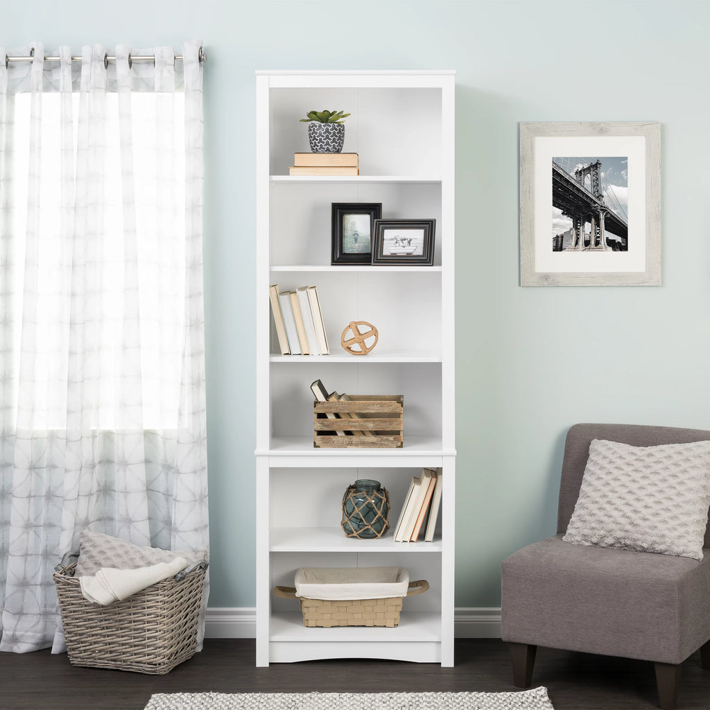 80" Tall White Bookcase with Adjustable Shelves M636944