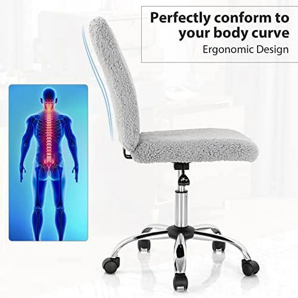 Grey Faux Armless Height Adjustable Swivel Office Chair R254656