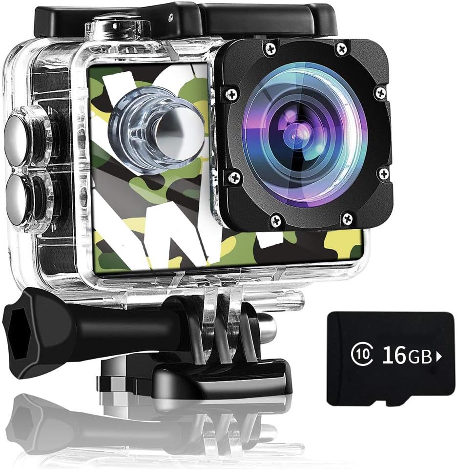 4K WiFi Action Camera with 170 Ultra Wide Angle Lens, 2" IPS Screen, Waterproof, Pack of 2 Q235799