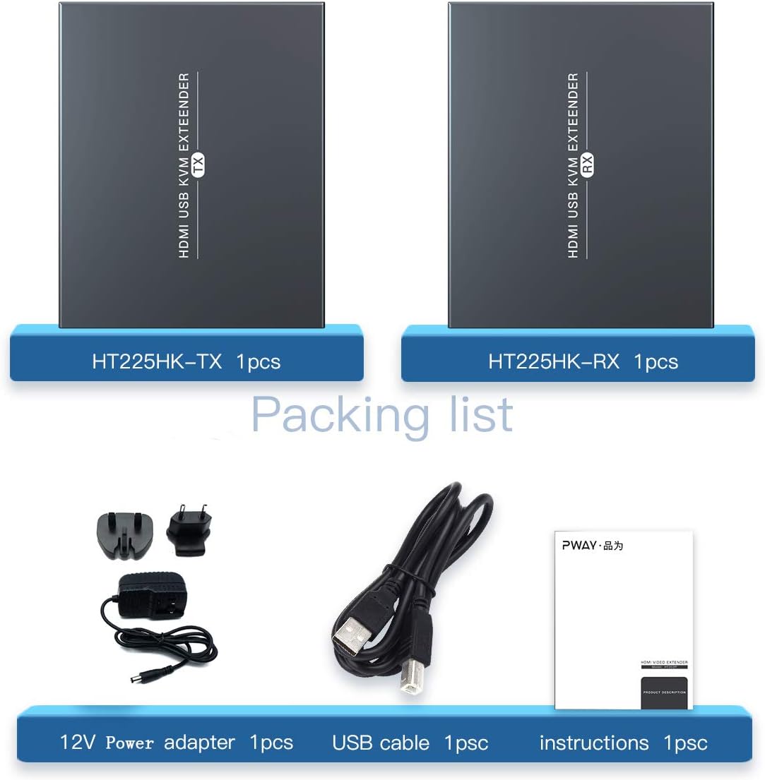 HDMI KVM USB Extender Over Ethernet Cat5e/6 Up to 50m/164ft 1080P 3D Y715339
