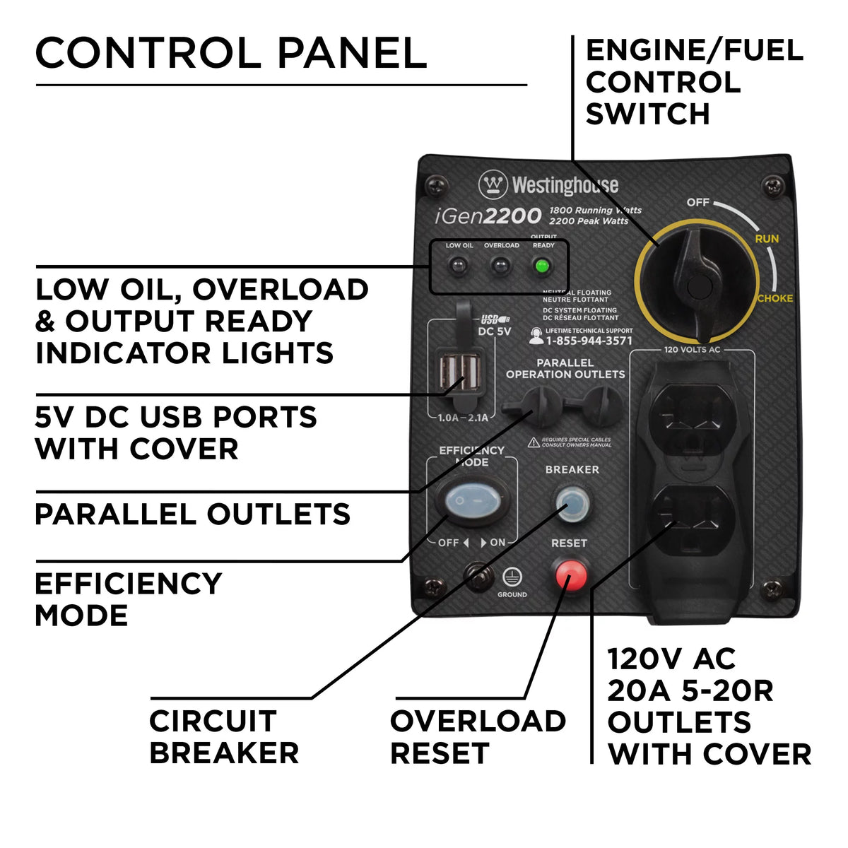 2200 Peak Watt Portable Gas Inverter Generator I92460