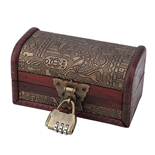 Small Wooden Treasure Chest Box with Lock U546
