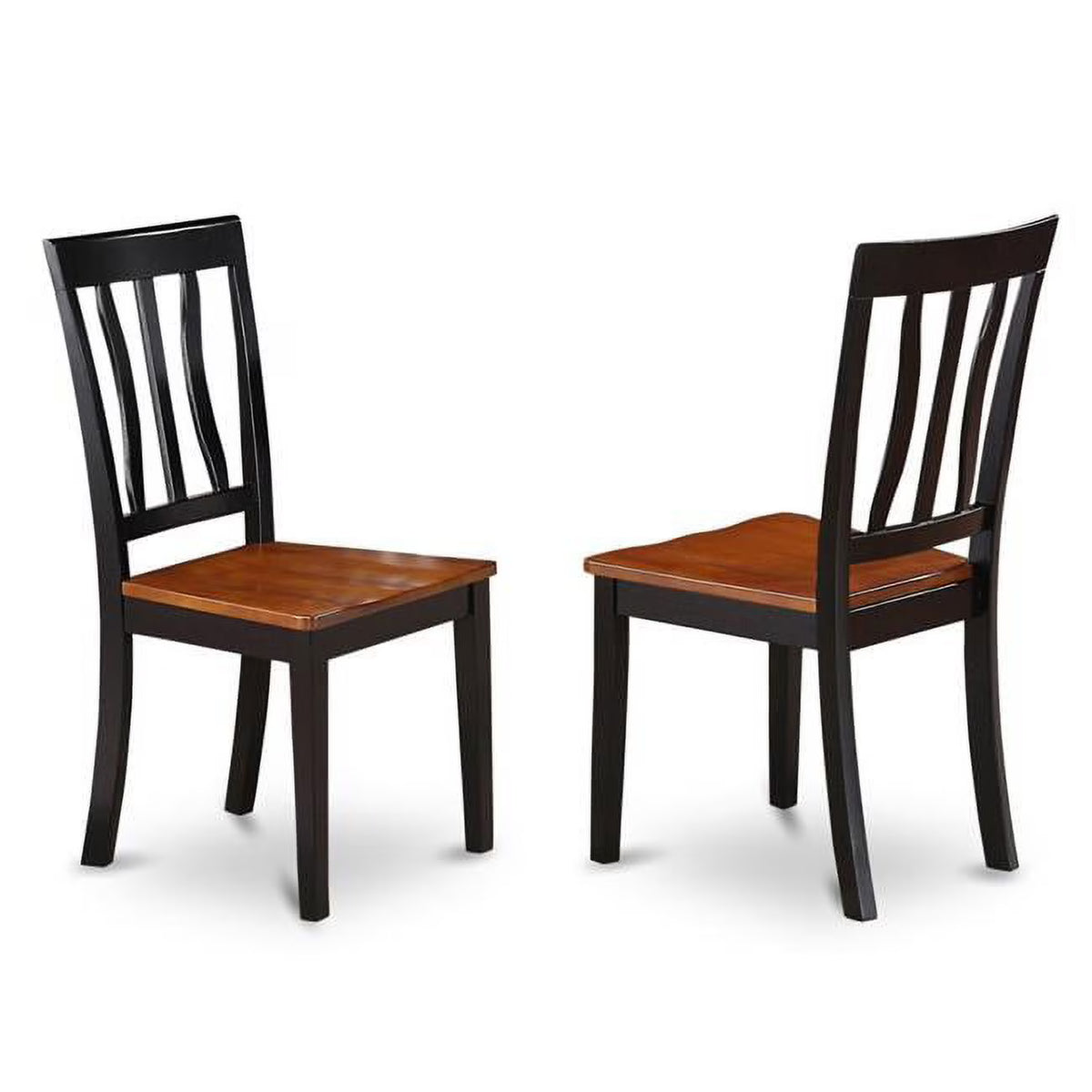 Antique Dining Chair Wood Seat with Black & Cherry Finish, Set of 2 B921085