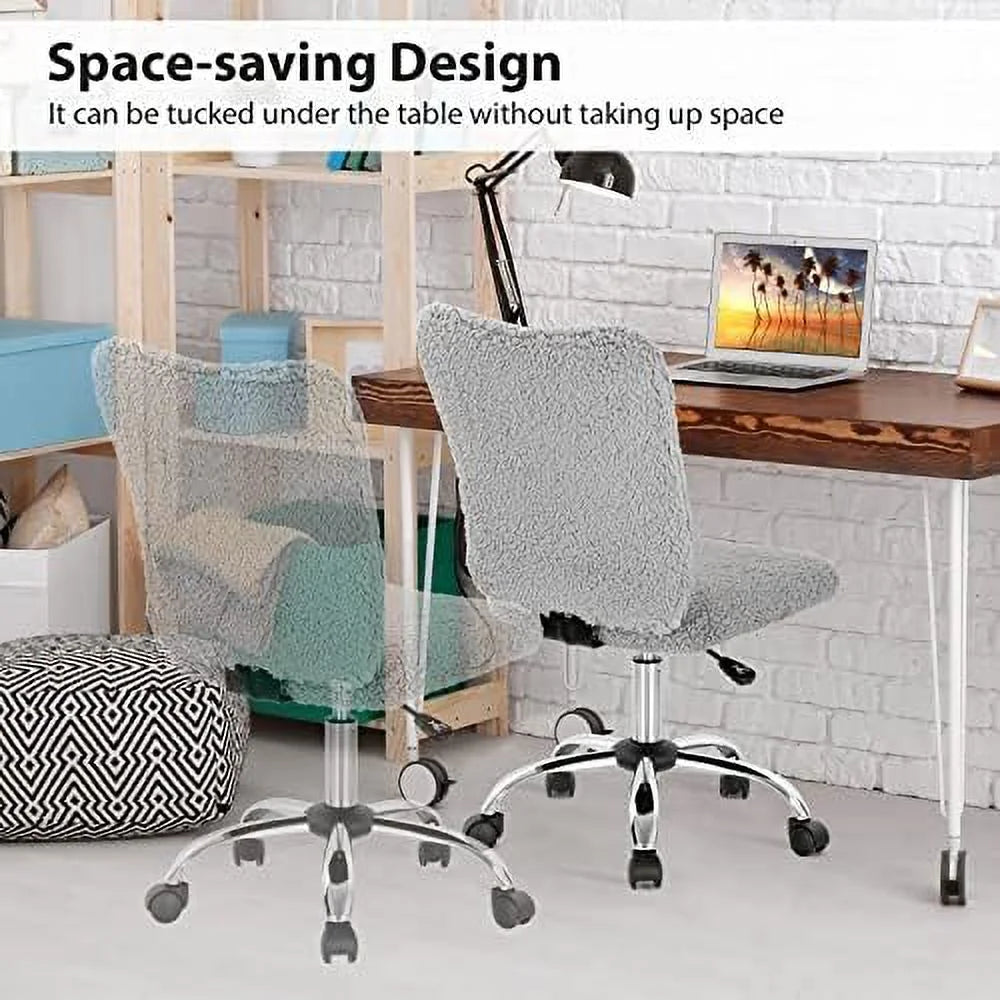 Grey Faux Armless Height Adjustable Swivel Office Chair R254656