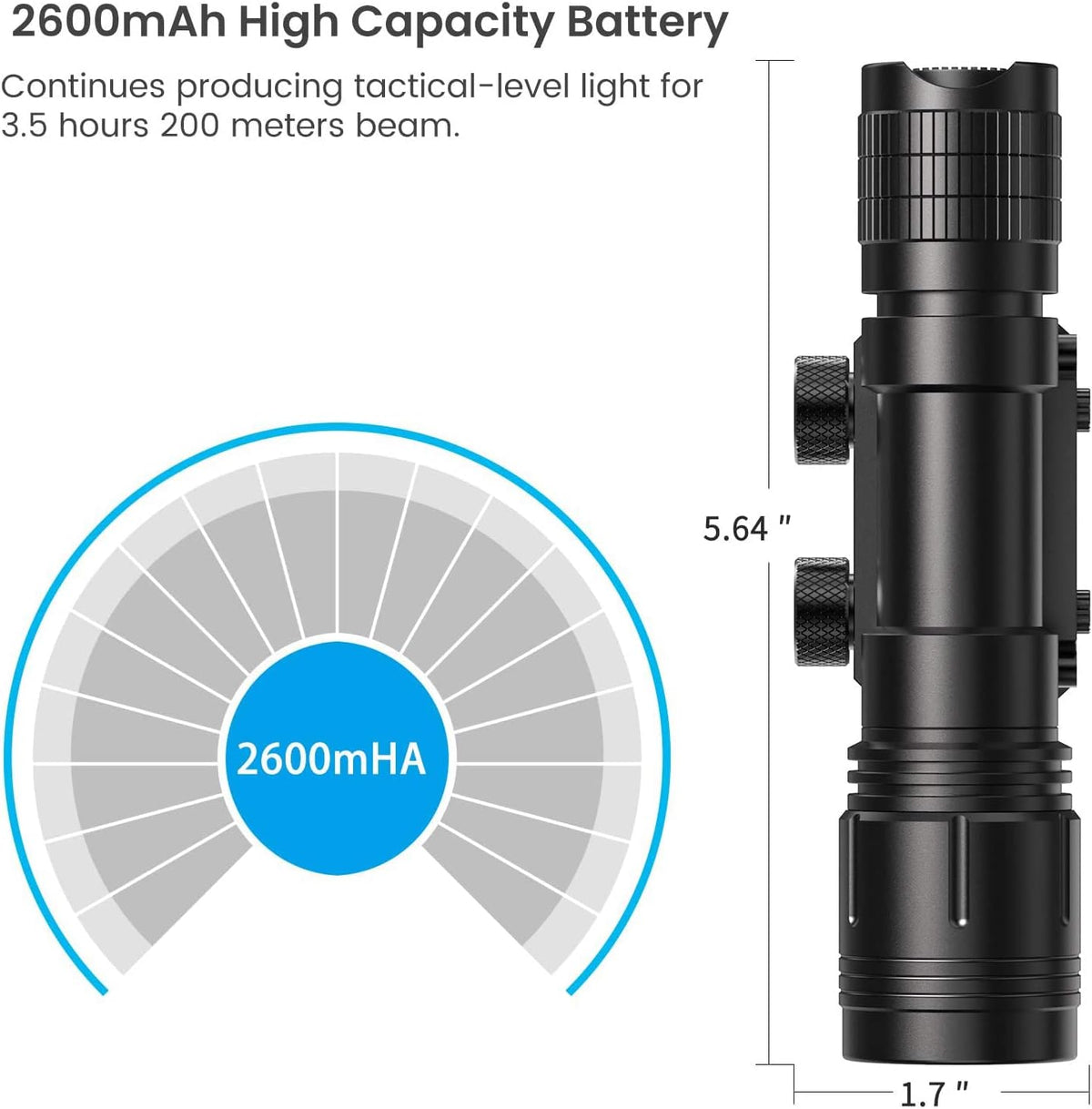 1200 Lumen Rail Mounted LED Tactical Flashlight S93224