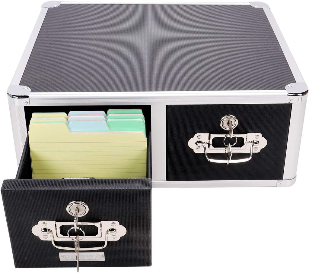 Black 4 x 6 Double Drawer Index Card Cabinet E567076
