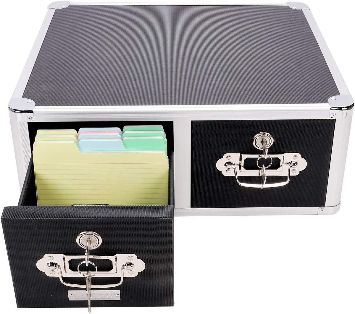 Black 4 x 6 Double Drawer Index Card Cabinet E567076