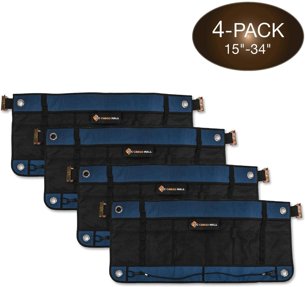 E-Track Hanging Trailer Organizers with Mesh Pockets, 34 in Long x 15 in Tall, 4-Pack M41566