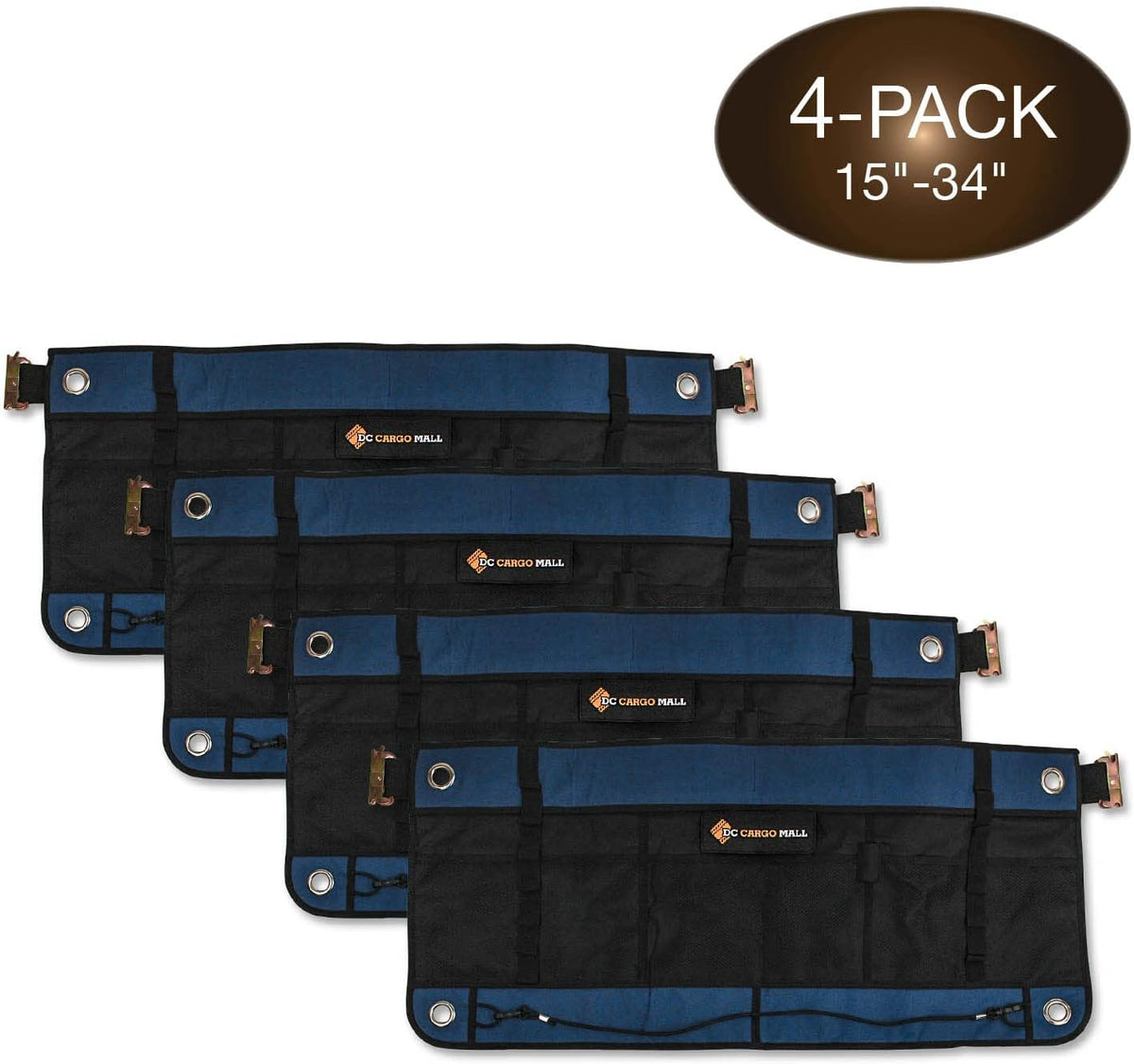 E-Track Hanging Trailer Organizers with Mesh Pockets, 34 in Long x 15 in Tall, 4-Pack M41566