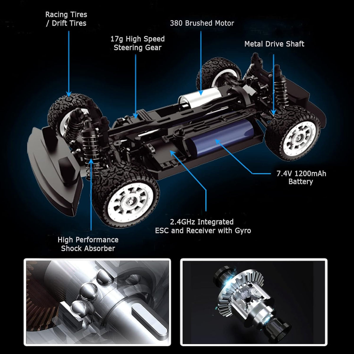1:16 2.4G 4WD RC Drift Car 40KM/H Brushless Truck D299