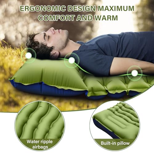 Ultralight Inflatable Sleeping Pad with Built-in Pillow Foot Pump F2071