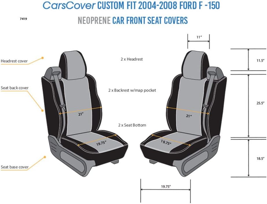 Custom Fit Neoprene Car Front Seat Covers Gray & Black P154