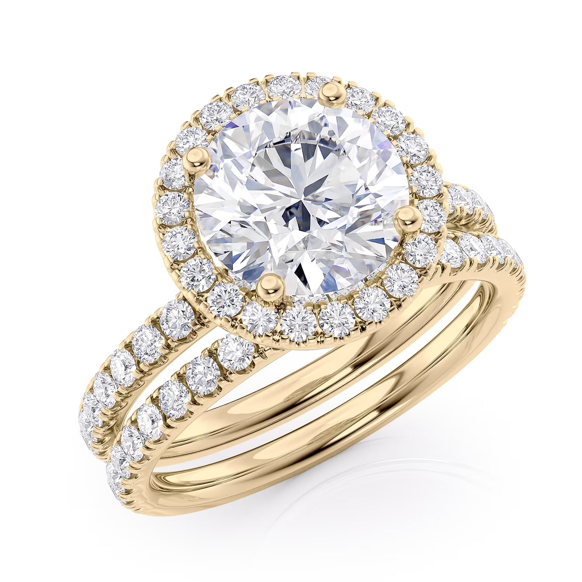 14k Yellow Gold Diamond and Moissanite Halo Engagement Ring Size 7.5 U5209