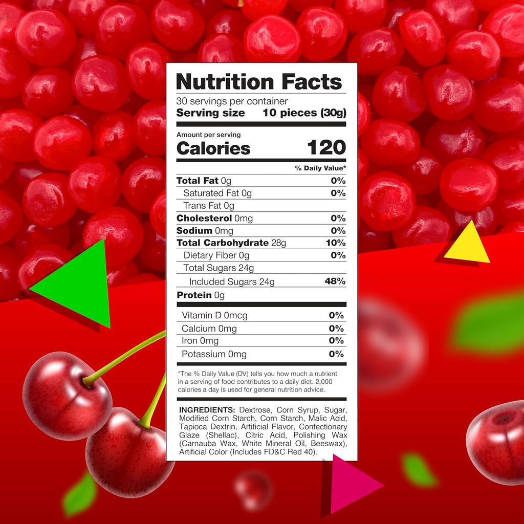 Cherry Sours Chewy Balls Candy (2 Pound Bag) G3450