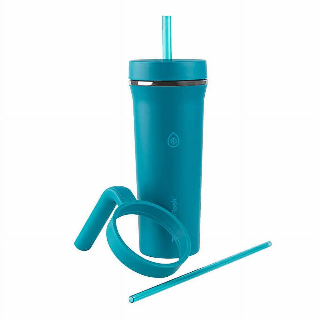 32oz Insulated Straw Tumbler with Handles, 2-pack (Teal & Grey) L78997