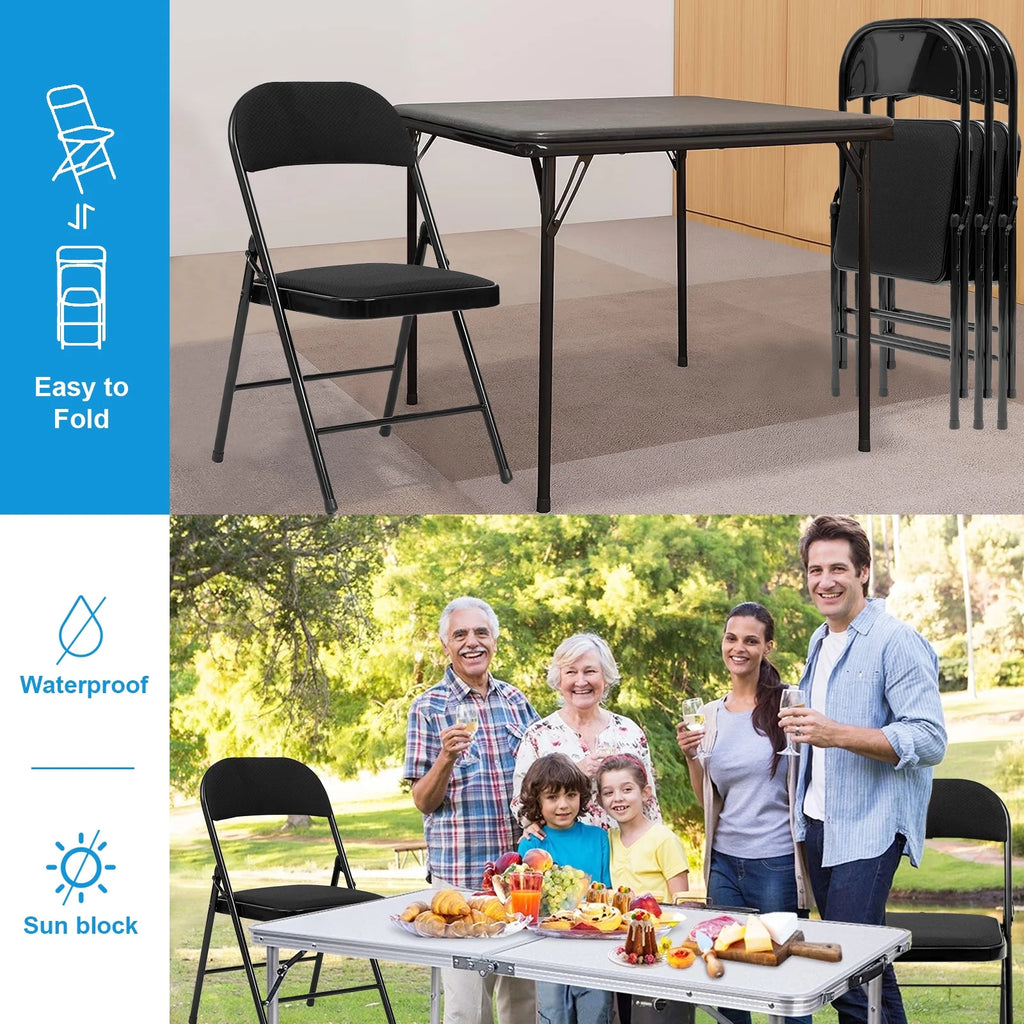 Black Fabric Padded Folding Chair 6 Pack D744