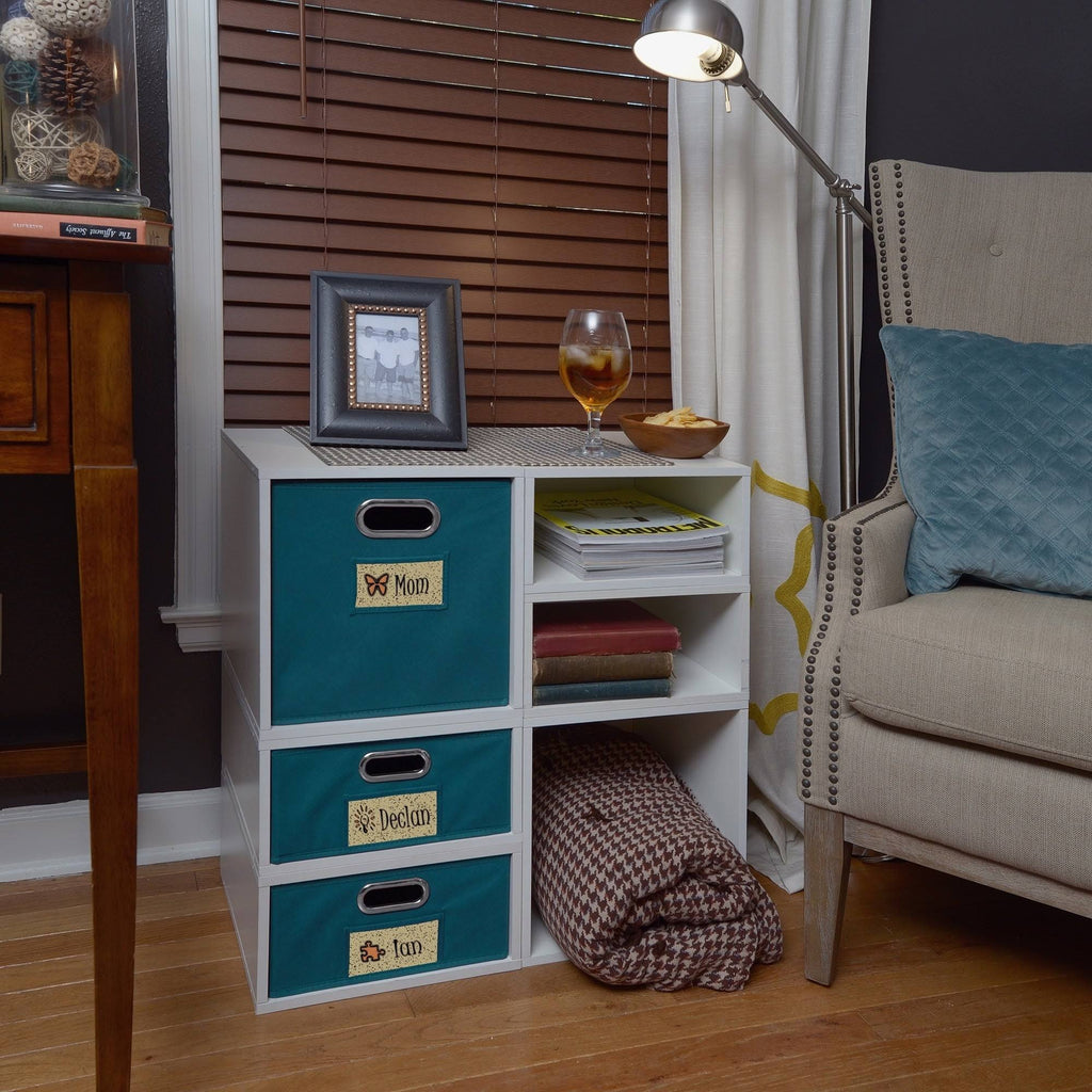 White Wood Grain 4 Cube Storage Set S58883
