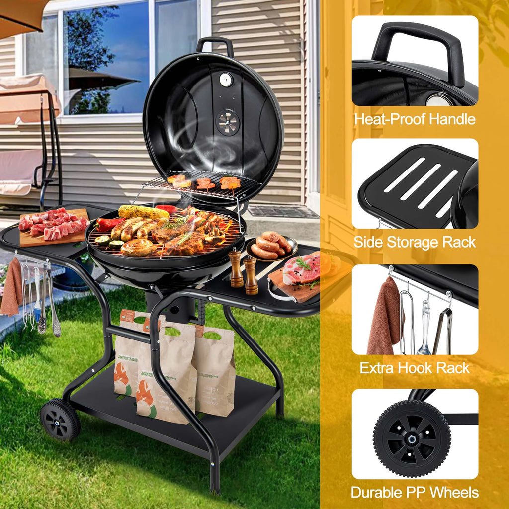 22 inch Charcoal BBQ Grill with Thermometer G3207