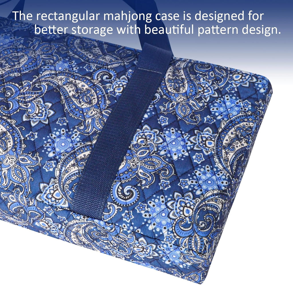 166 Quality White Tiles Mahjong Game Set with Blue Printed Carrying Bag O481