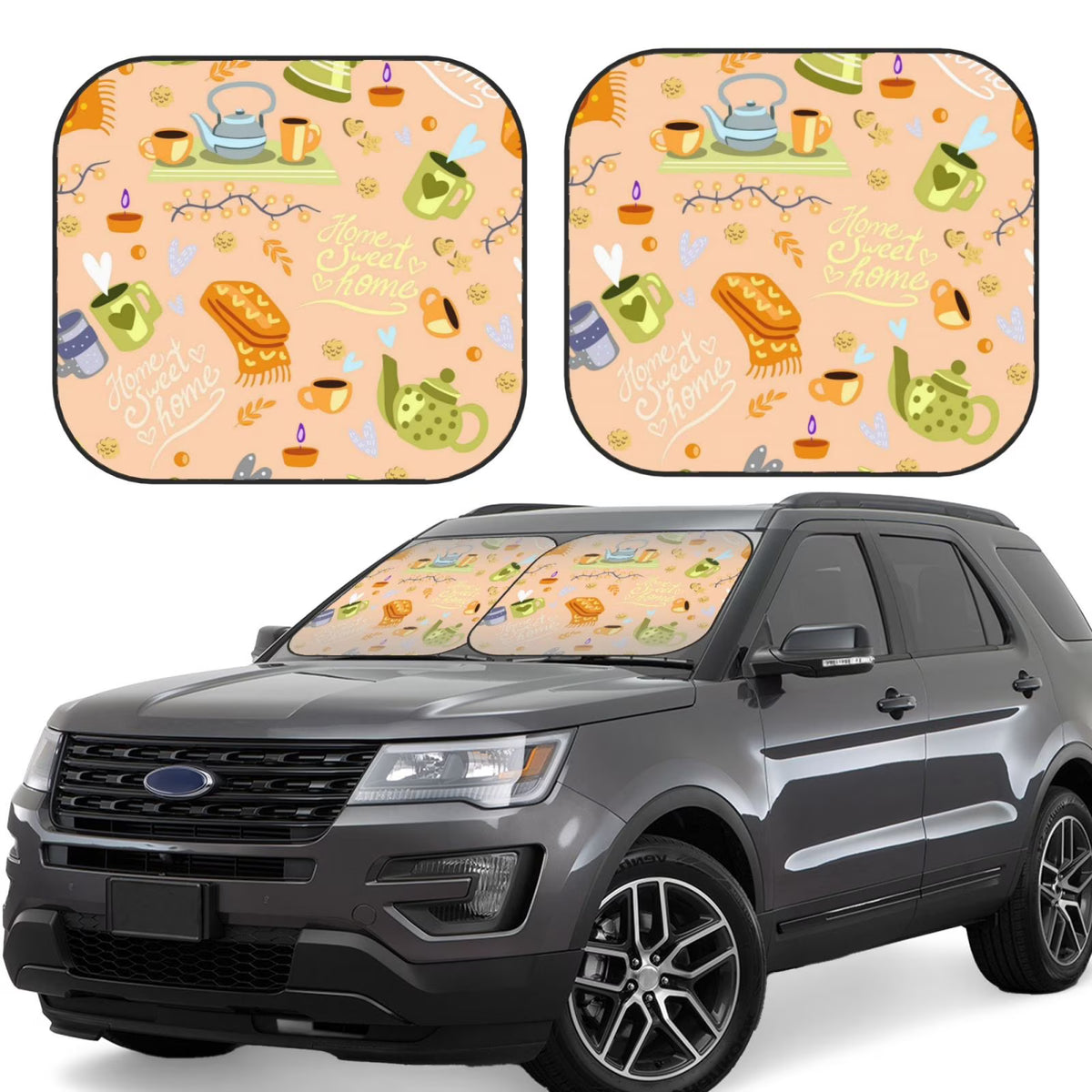 Foldable 2-Piece Car Front Window Sunshade W3181