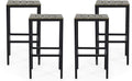 Gray Finish Black Acacia Wood Bar Stools Set of 4 L495434