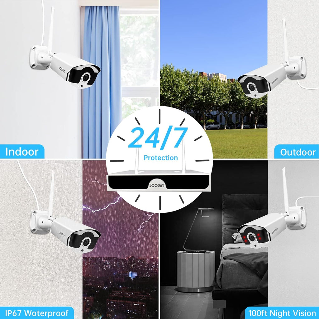 Wireless Security Camera System, 8 Channel 3MP NVR with 1TB Hard Drive, 4pcs 3.0 Megapixel WiFi IP Cameras Outdoor O4711