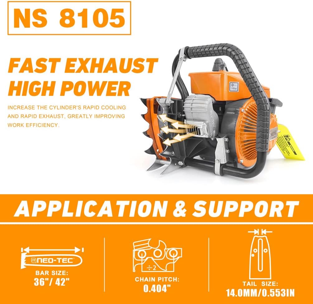36 inch Gas Chainsaw 105cc 4.8KW 6.5HP X2270