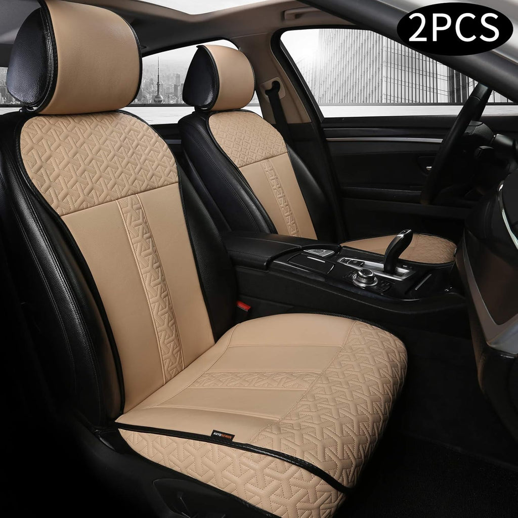 Leather PU Car Seat Cover Black 2PCS C72918