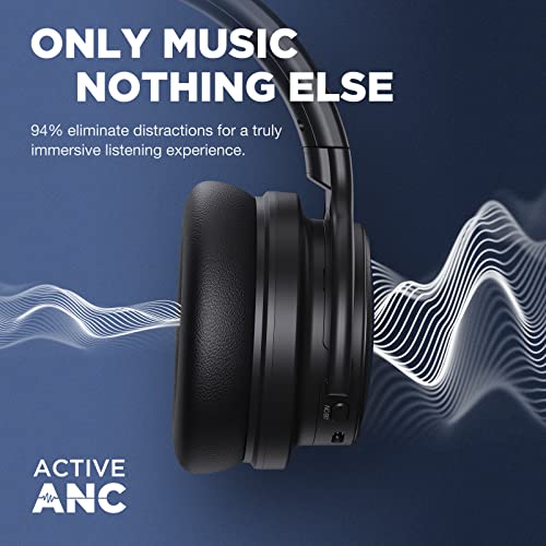 Matte Black Active Noise Cancelling Wireless Over Ear Bluetooth Headphones U156569