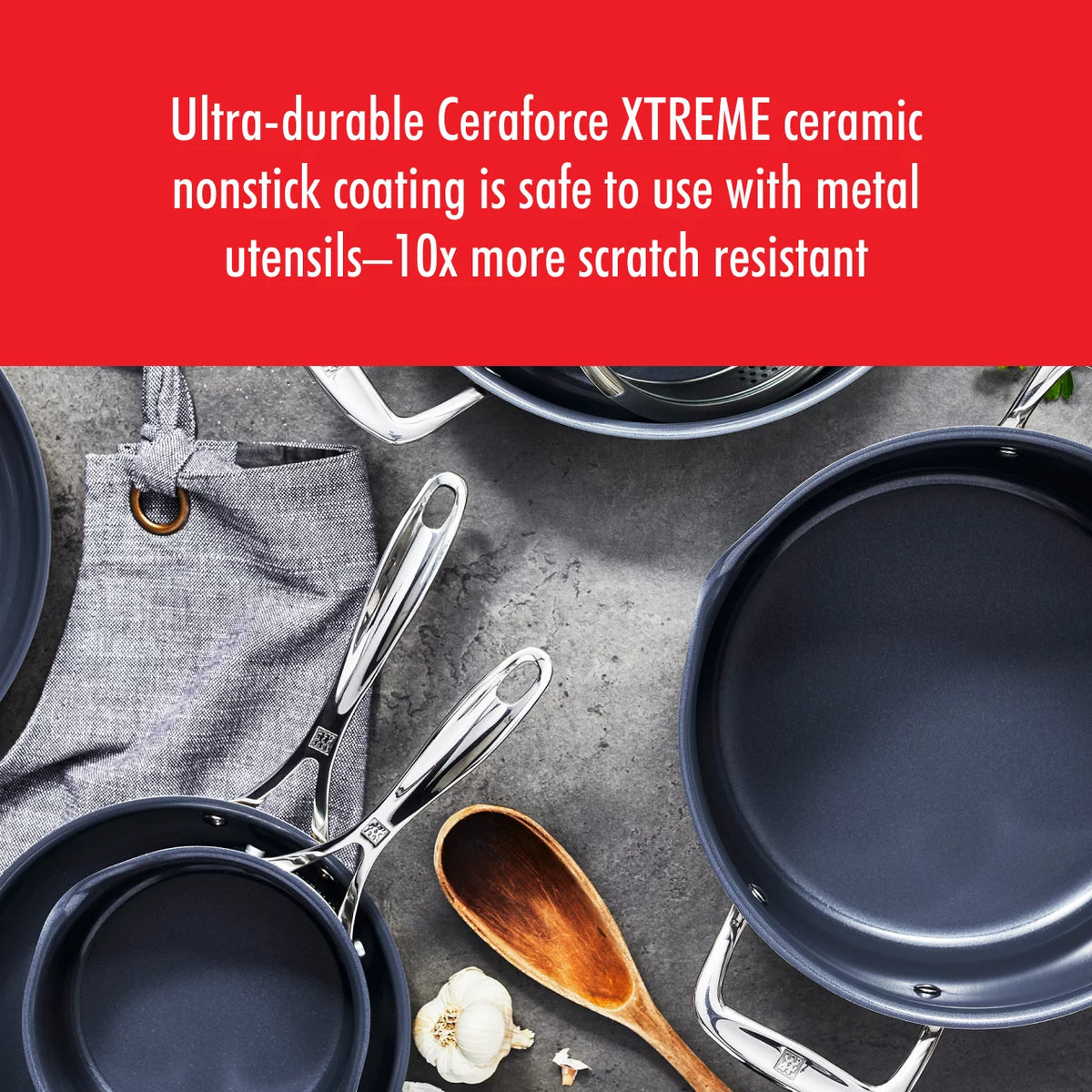 Stainless Steel Ceramic Nonstick Fry Pan with Lid D1274