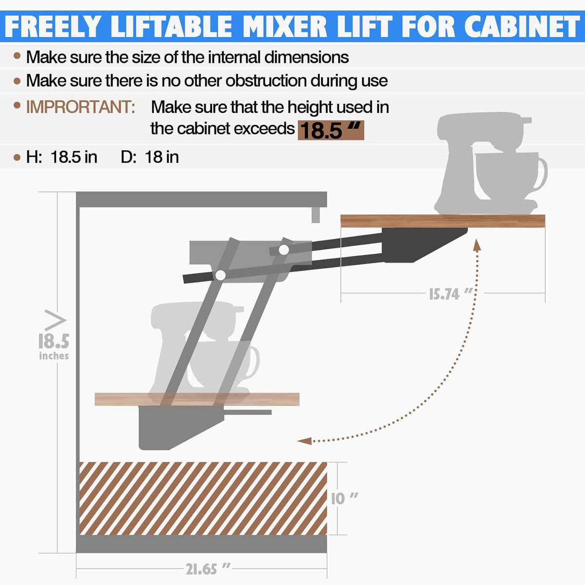 Appliance Lift with Soft-Close, Zinc Finish P366