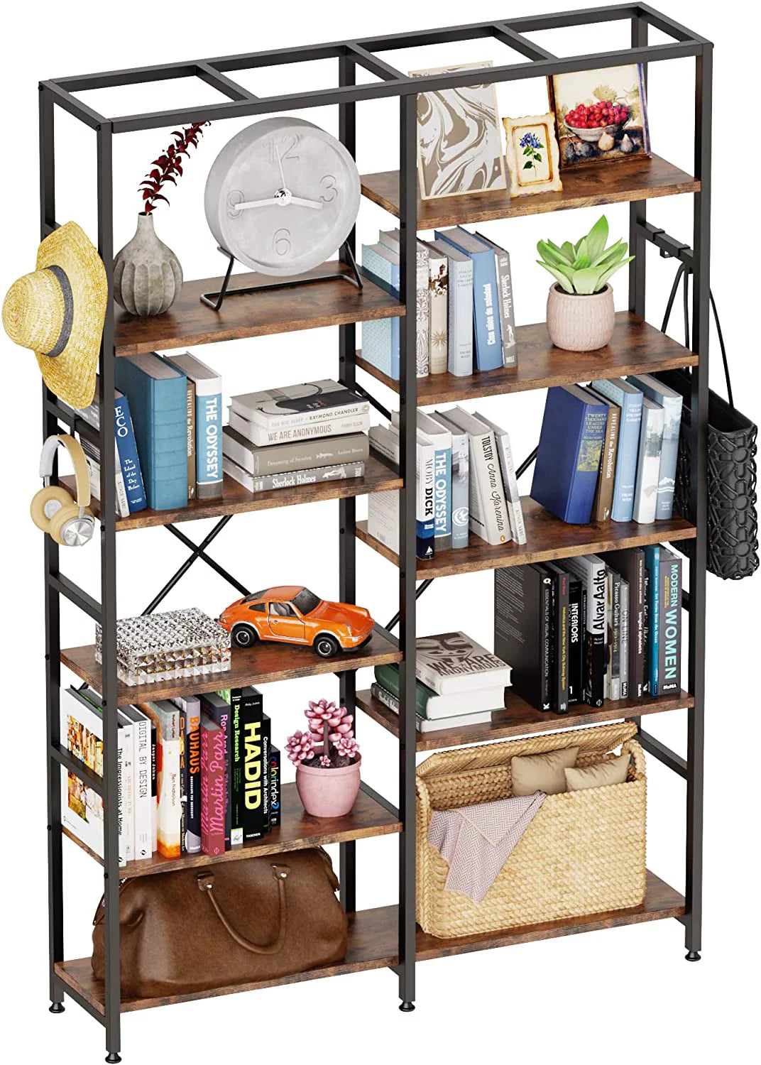 5 Tier Bookcase with 6 Hooks I873