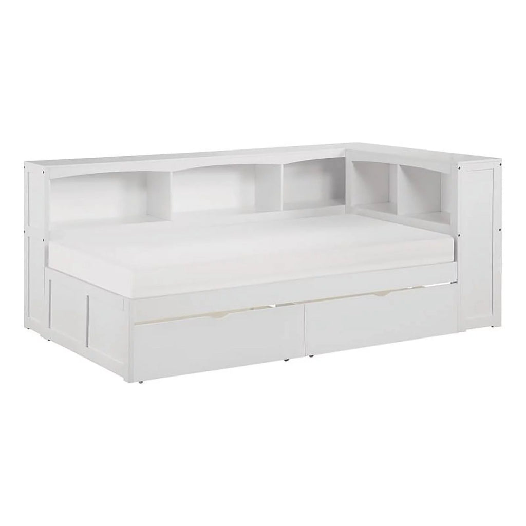 White 5-Shelf Wood Twin Corner Bed E29889
