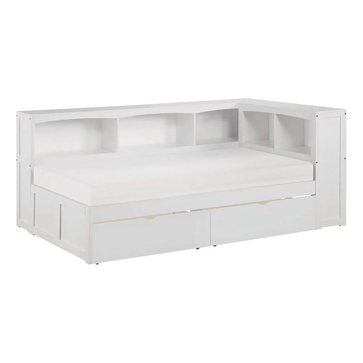 White 5-Shelf Wood Twin Corner Bed E29889