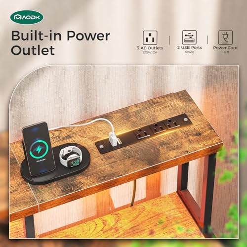 48 Inch Computer Desk with LED Lights and Power Outlet V5132