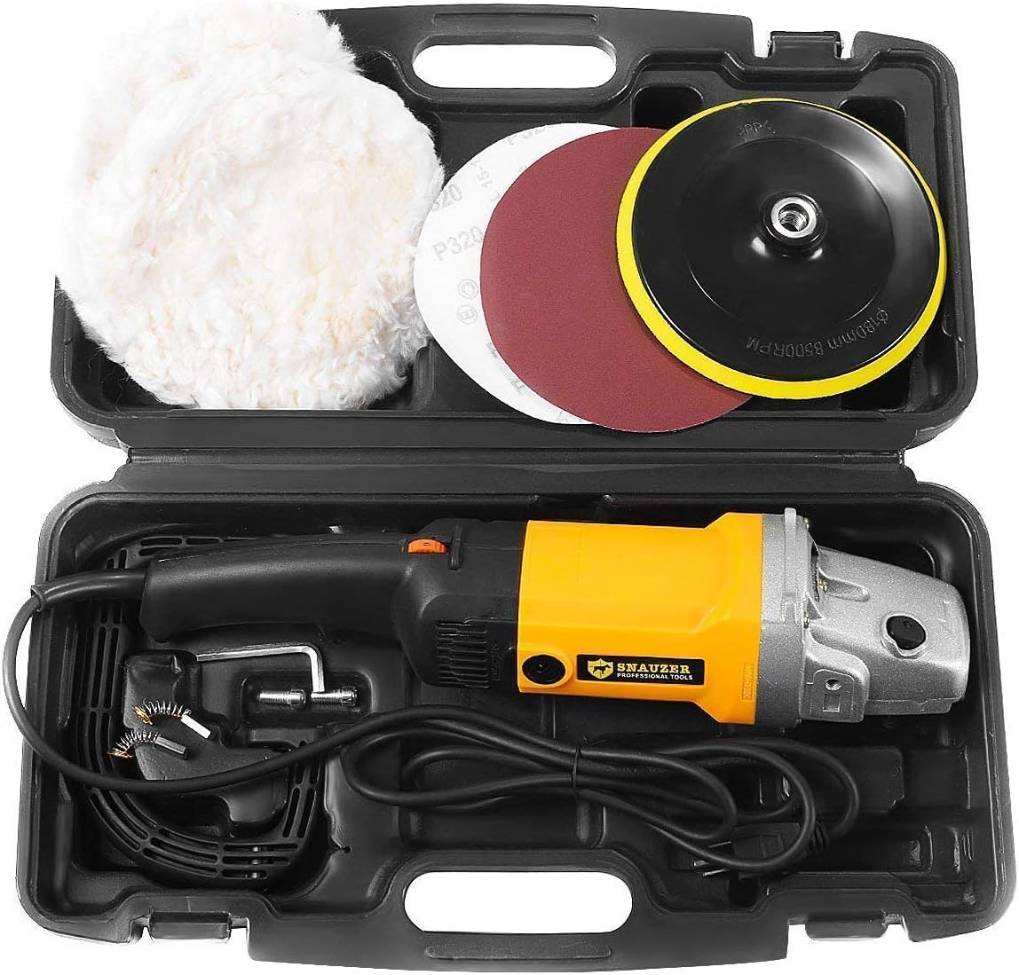 Electric Car Polisher 6-Speed Rotary Polisher 7 Buffer Sander with Bonnet Pad, 10Amp B764