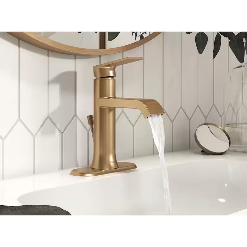 Single Handle Single Hole Bathroom Faucet in Bronzed Gold J52206