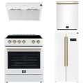 30 Electric Range, Range Hood, Refrigerator and Dishwasher in White Y976