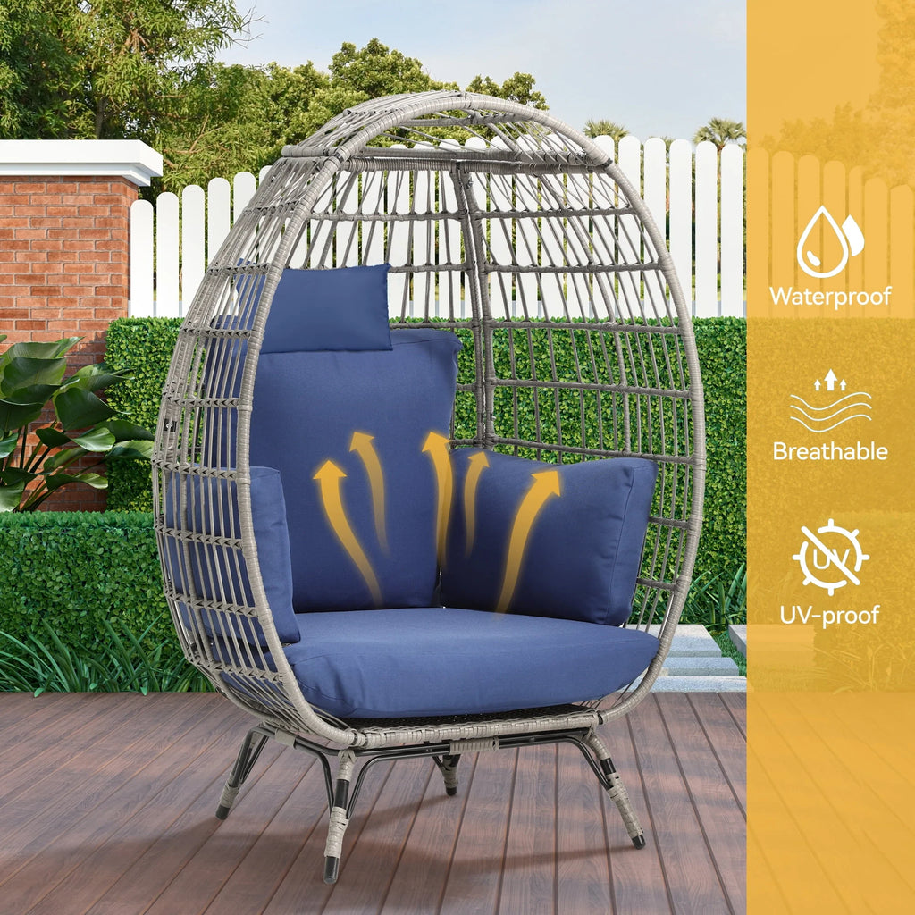 Egg Chair with Cushion Wicker PE Rattan B84379