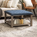 Grey Tufted Ottoman W49744