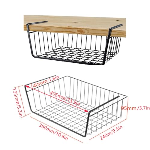 Black 2 Piece Under Shelf Hanging Storage Basket Y534