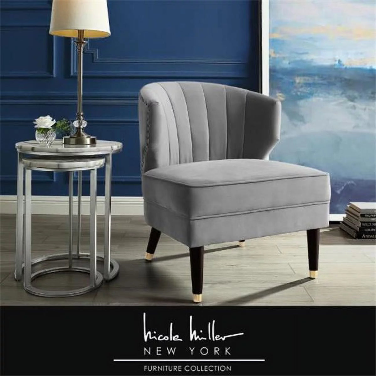 Grey Gold Velvet Accent Chair O150180