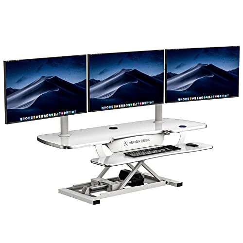 Black Electric Standing Desk Converter with Keyboard Tray and USB Port X464