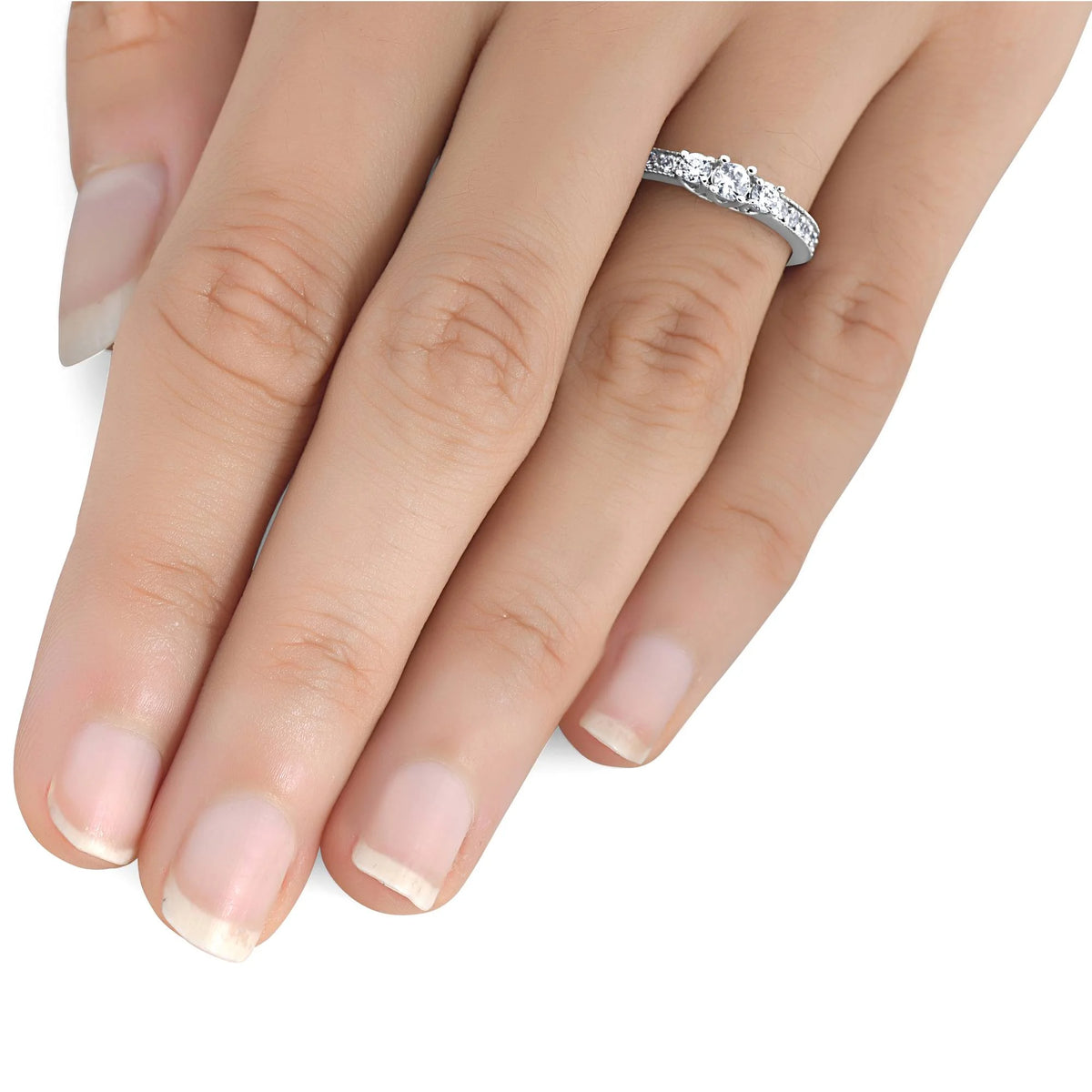 14K White Gold 3 Stone Diamond Ring J166478