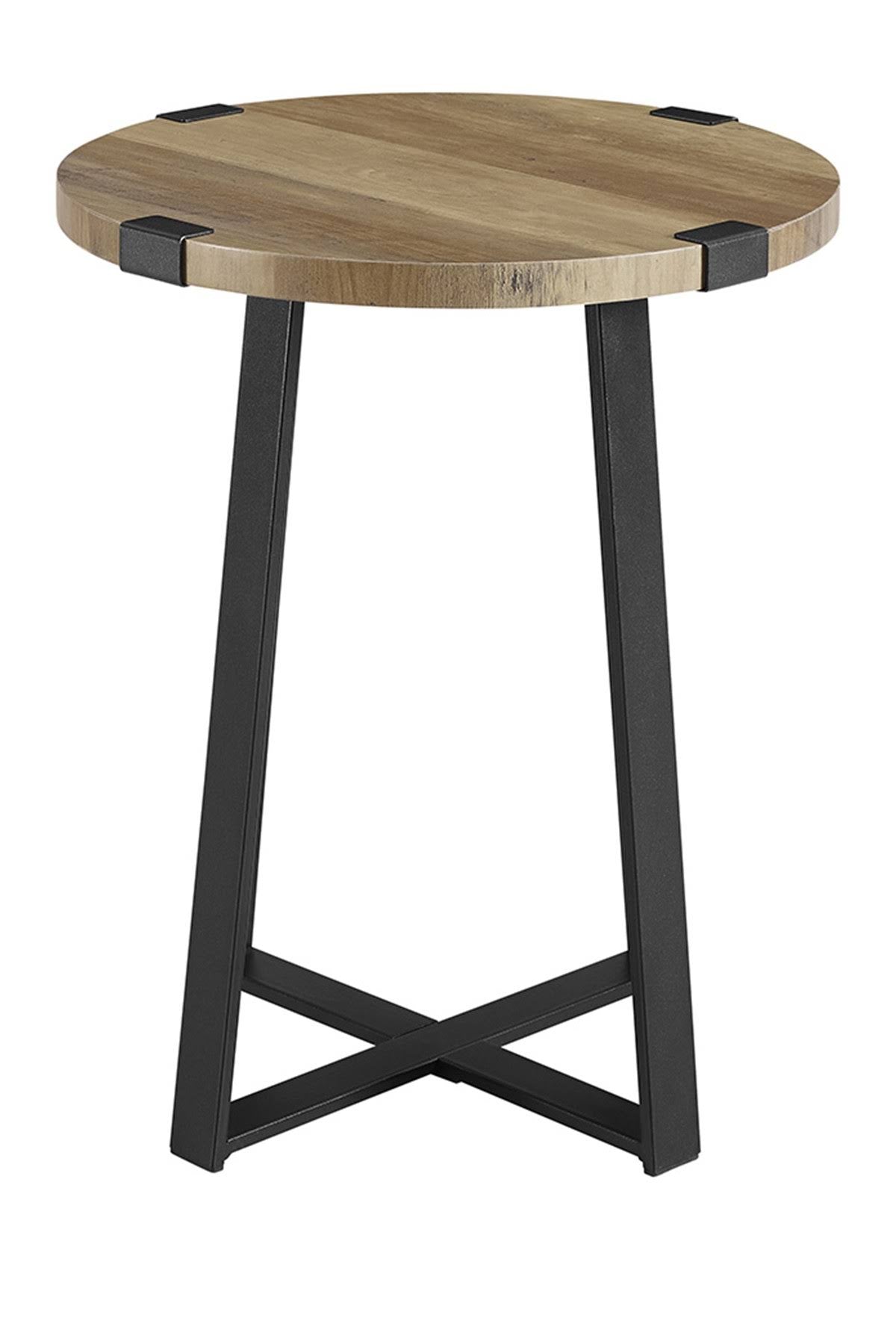 Rustic Oak Round Side Table V764