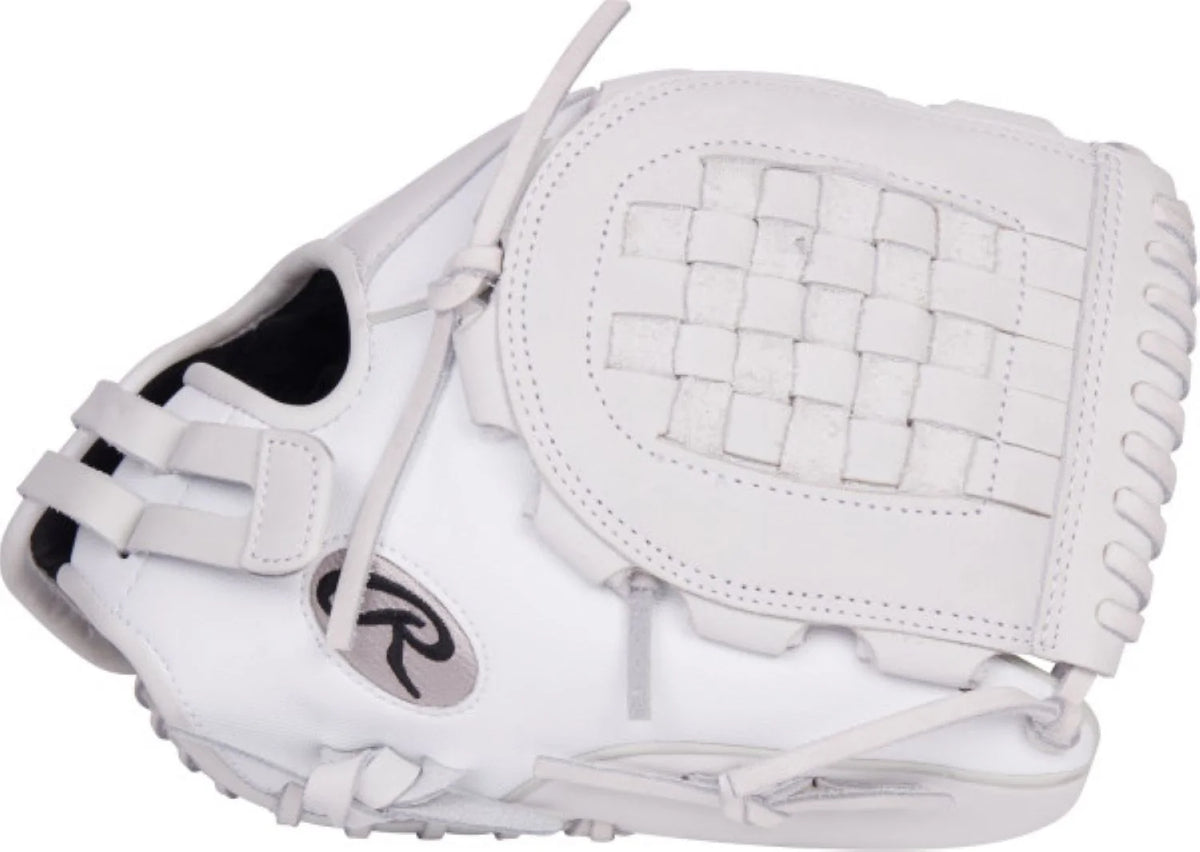 White 12" Basket Web Fastpitch Softball Glove Y181