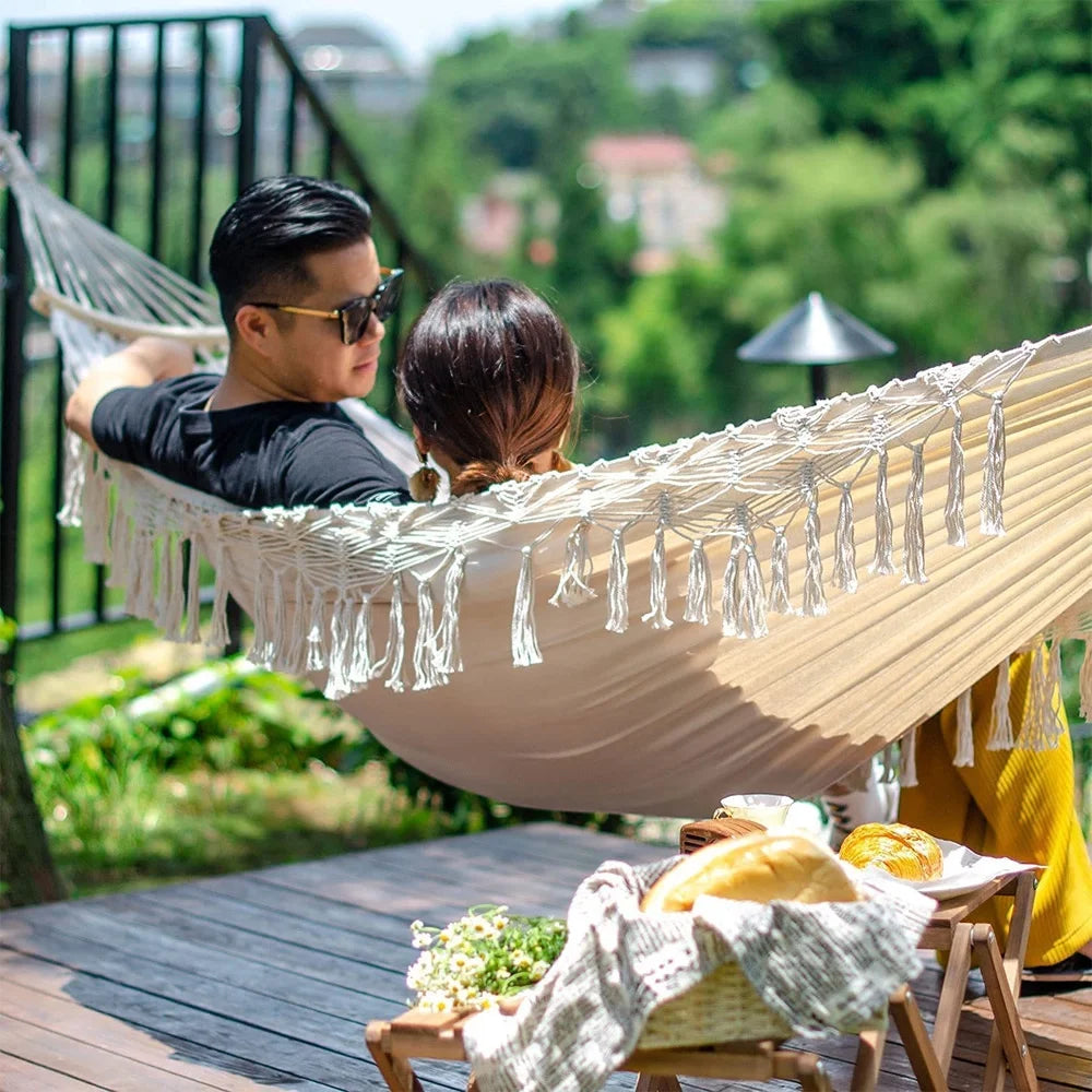Double Macrame Hammock Swing Bed M3434