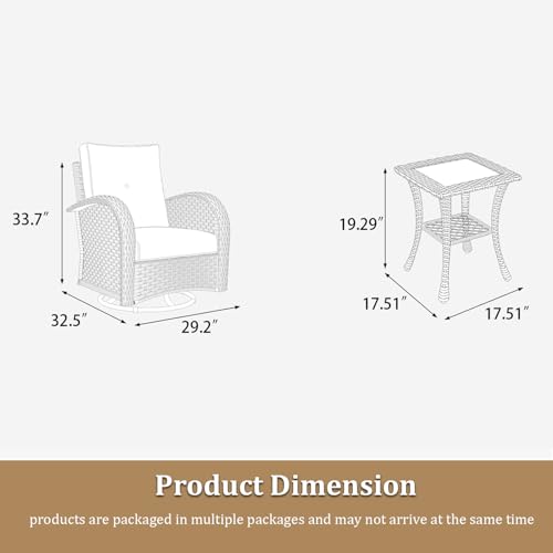 5 Pieces Wicker Patio Furniture Set with High Back Swivel Rocker Chairs N466012