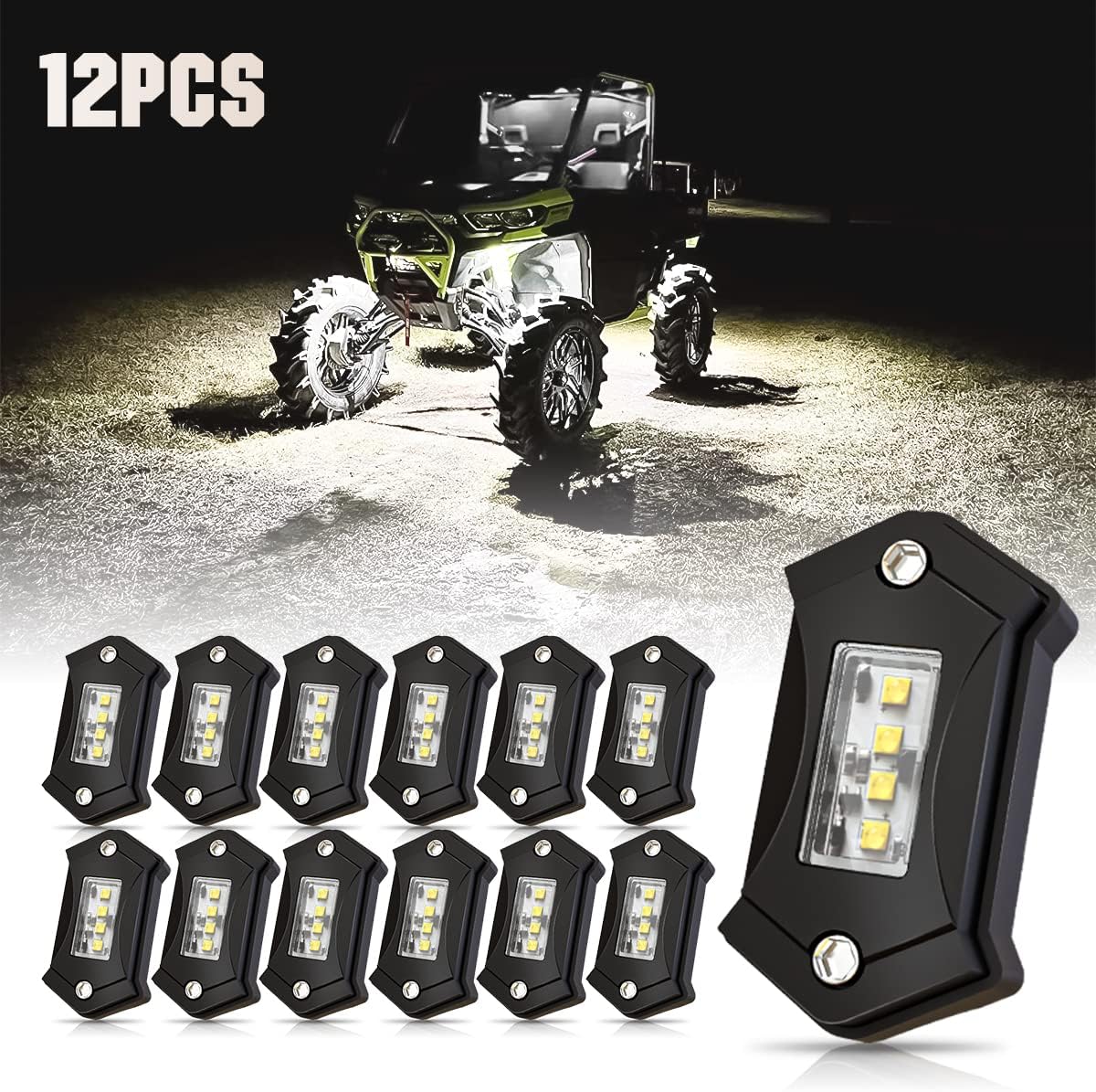 White 12PCS LED Rock Lights O894
